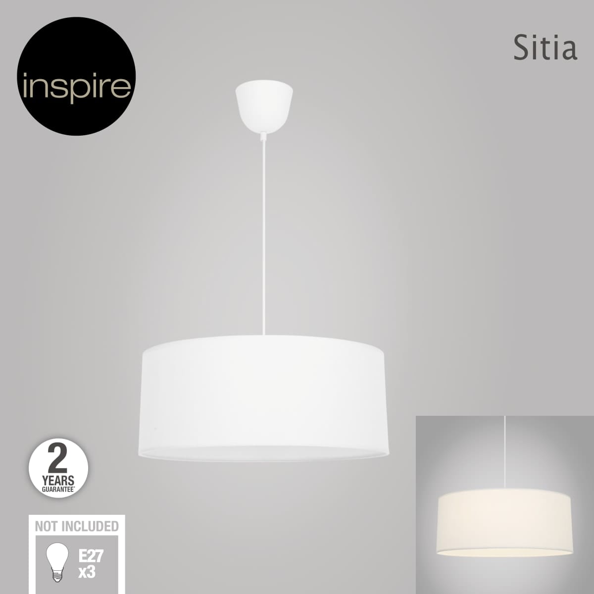 Bricocenter LAMPADARIO SITIA TESSUTO BIANCO D48 3XE27=60W