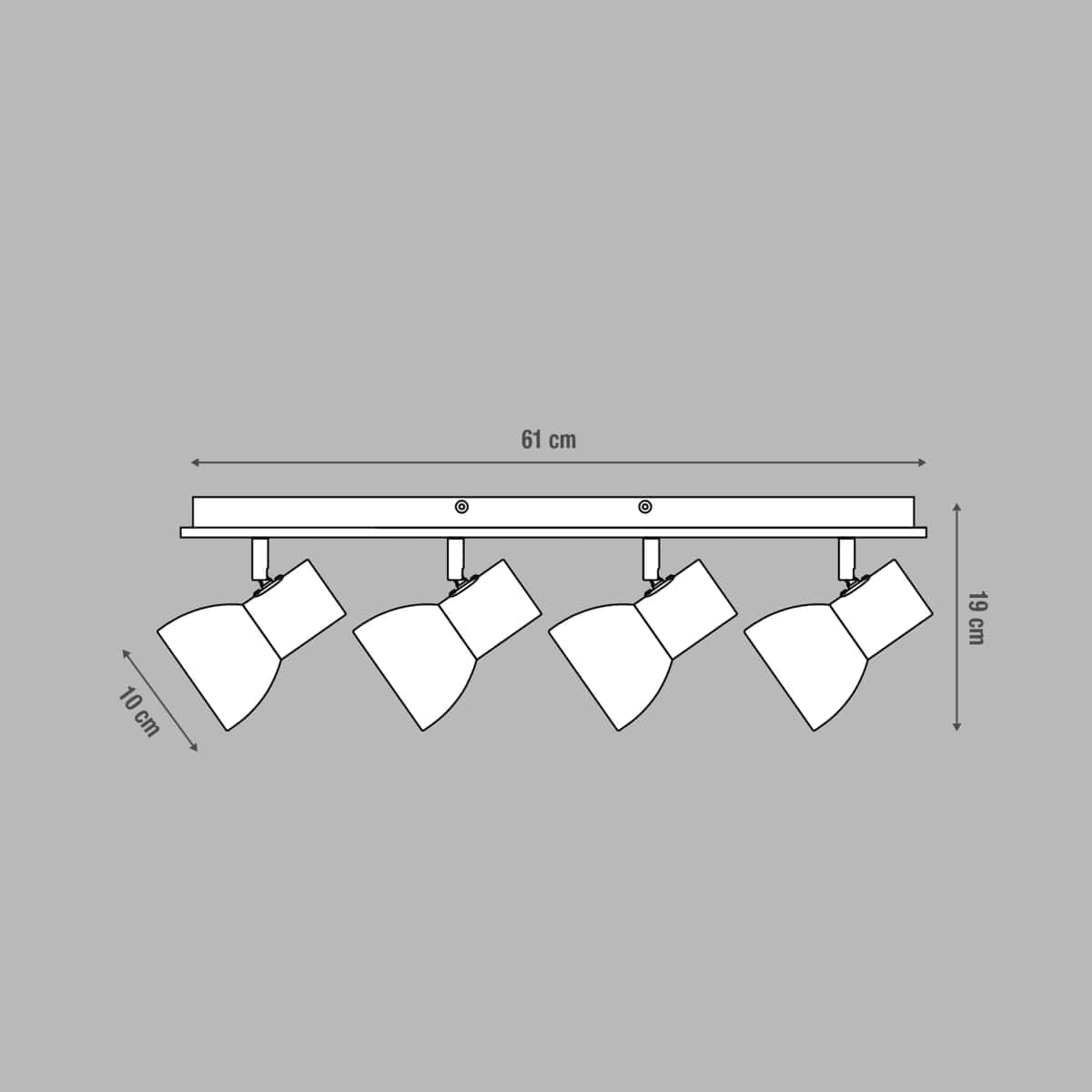 Bricocenter VENOSA SPOTLIGHTS WOOD AND METAL WHITE 10X61X19CM 4XE14=15W