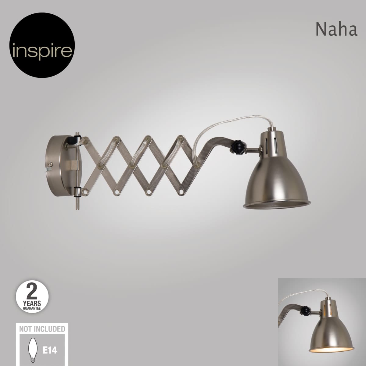 Bricocenter NAHA ALUMINIUM NICKEL40x10CM E14=40W FLOOR LIGHTING WITH EXTENSIBLE ARM