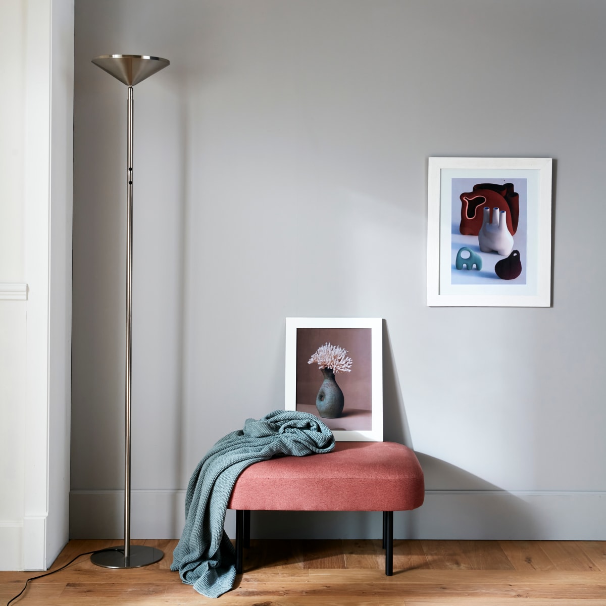 SAUKI SATIN NICKEL FLOOR LAMP H180 CM LED 3700LM CCT DIMMABLE