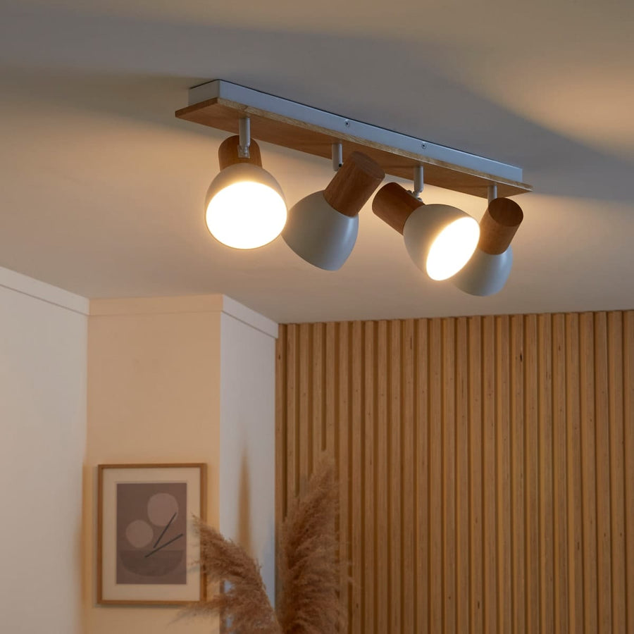 Bricocenter VENOSA SPOTLIGHTS WOOD AND METAL WHITE 10X61X19CM 4XE14=15W