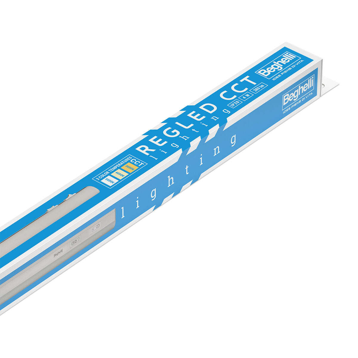 Under-cabinet batten light, white aluminium, 30 cm, LED 4W 380lm CCT