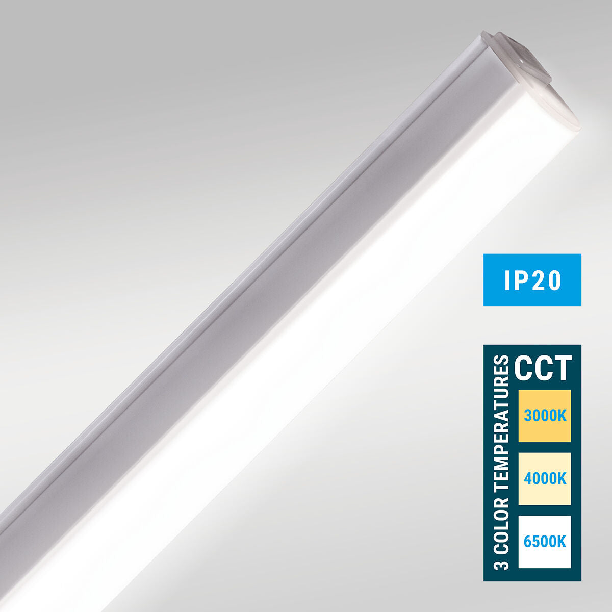 Under-cabinet batten light, white aluminium, 117 cm, LED 14W 1330lm CCT
