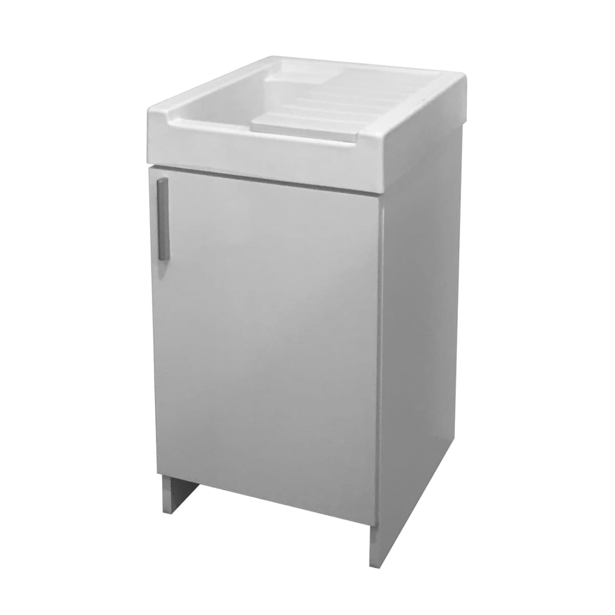 Bricocenter EVO WASHBASIN VANITY UNIT 1 DOOR L 45 P 50 H 84 CM VENEERED WHITE RESIN TUB