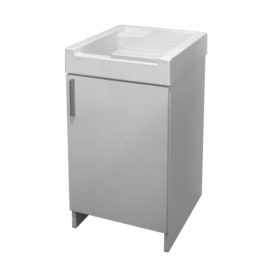 Bricocenter EVO WASHBASIN VANITY UNIT 1 DOOR L 45 P 50 H 84 CM VENEERED WHITE RESIN TUB
