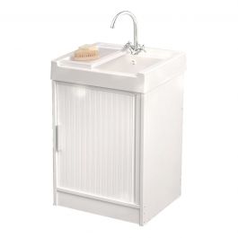 ICE WASHBASIN CABINET W 60 D 50 H 84 CM RESIN WHITE SHUTTER