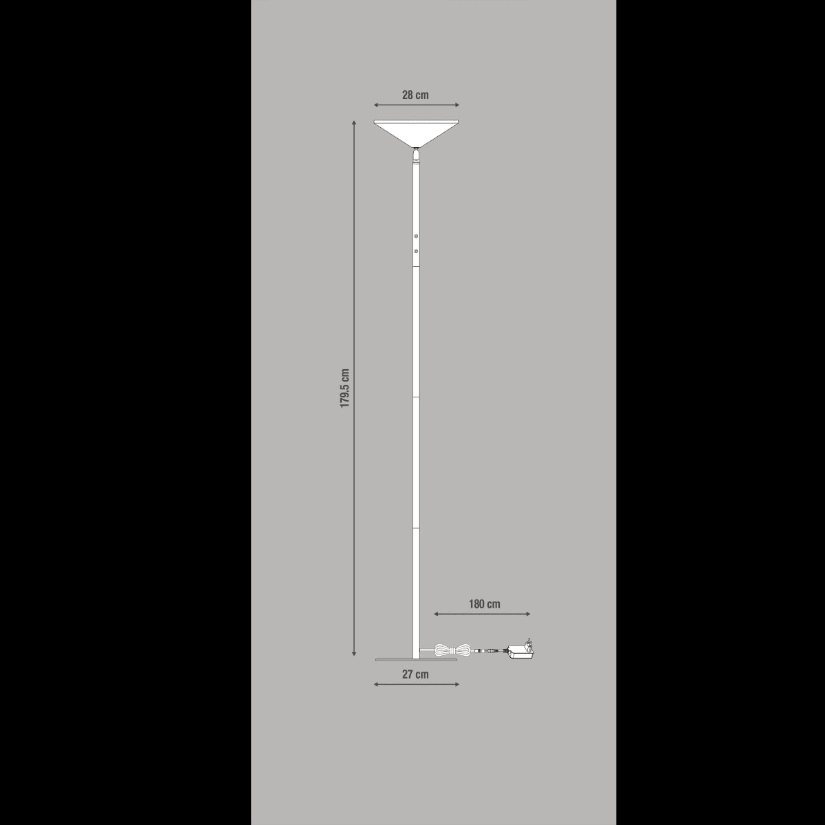 SAUKI SATIN NICKEL FLOOR LAMP H180 CM LED 3700LM CCT DIMMABLE