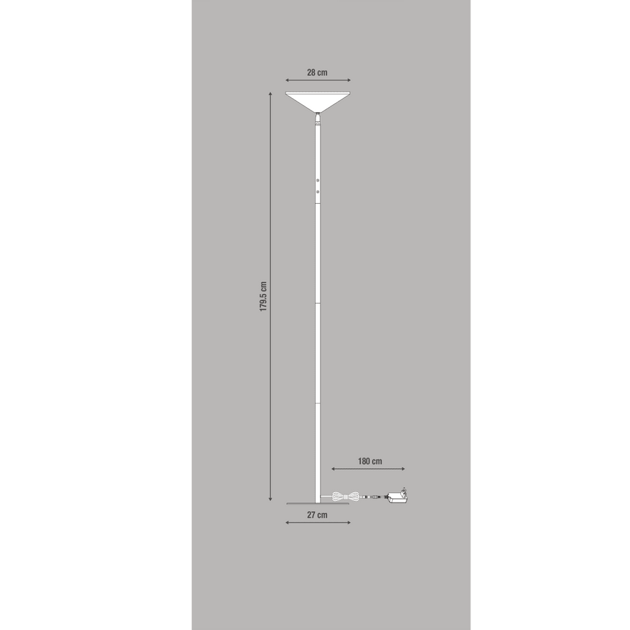 SAUKI SATIN NICKEL FLOOR LAMP H180 CM LED 3700LM CCT DIMMABLE