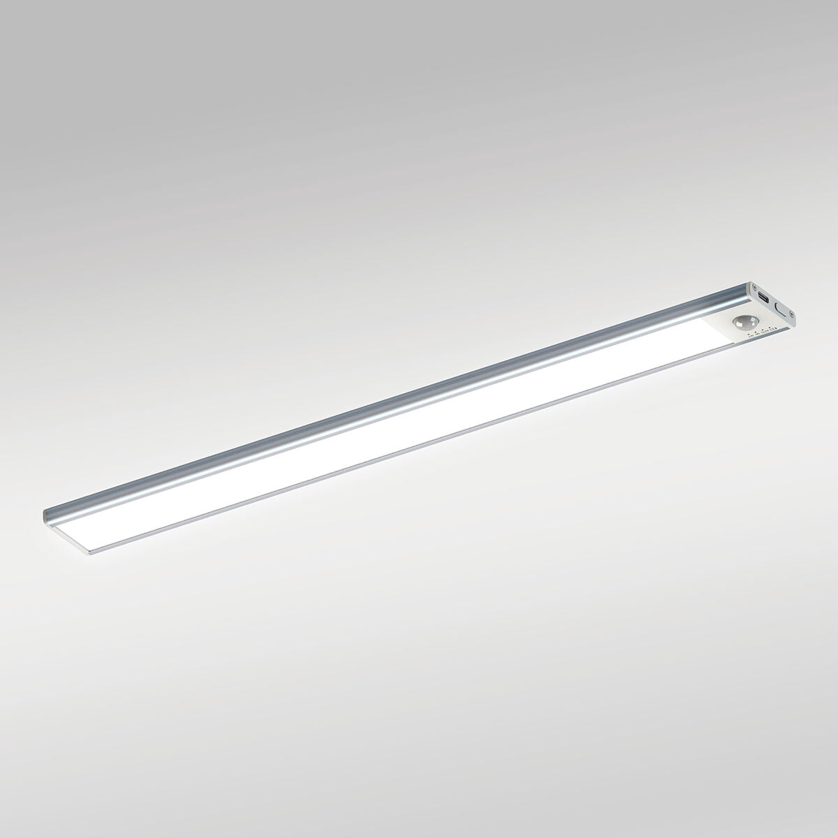 Under-cabinet light, silver aluminium, 30 cm, LED 1.5W 110, CCT light, USB rechargeable with sensor