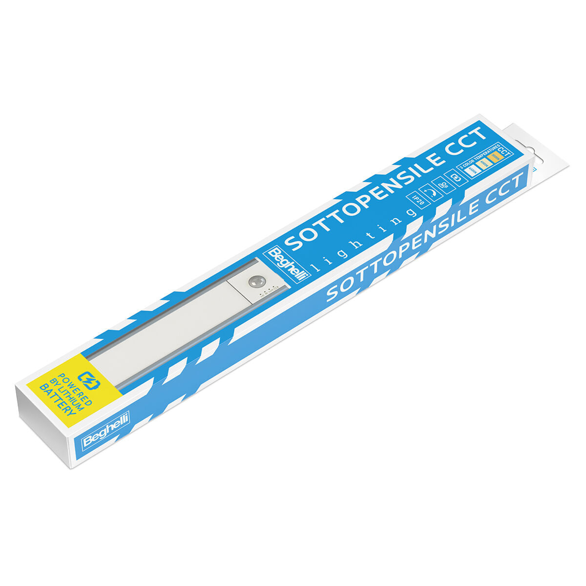 Under-cabinet light, silver aluminium, 30 cm, LED 1.5W 110, CCT light, USB rechargeable with sensor