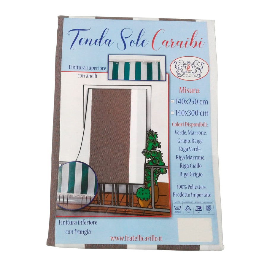 Bricocenter CARIBBEAN BALCONY AWNING 140X300 R/BROWN W/GROMMETS AND HOOKS