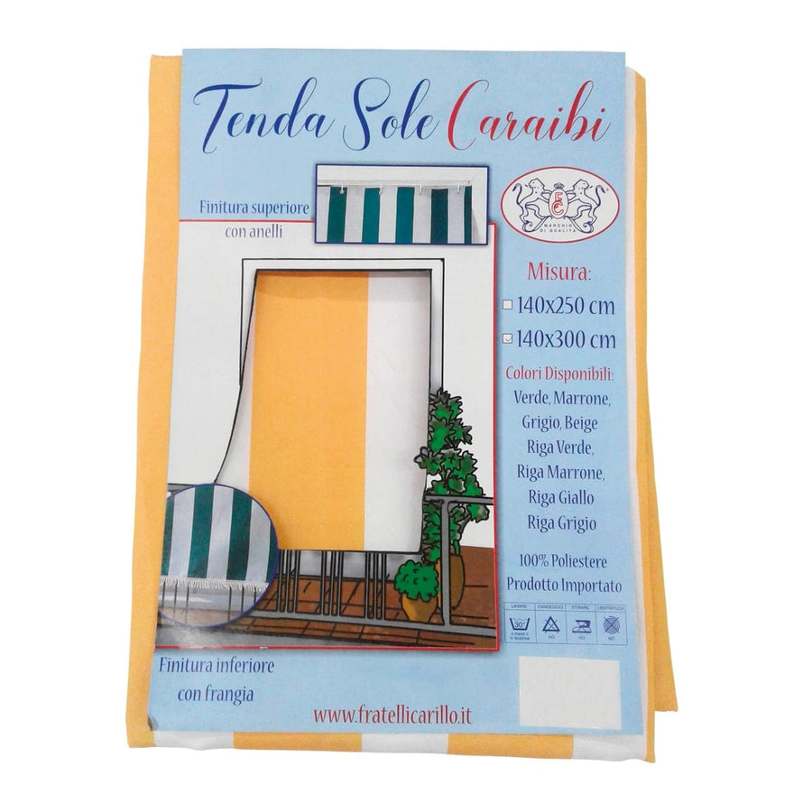 Bricocenter CARIBBEAN BALCONY AWNING 140X300 R/YELLOWC/HOOKS