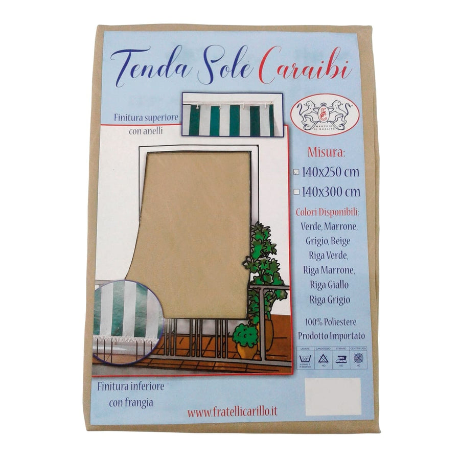 Bricocenter CARIBBEAN BALCONY AWNING 140X300 BEIGE W/HANGINGS AND HOOKS