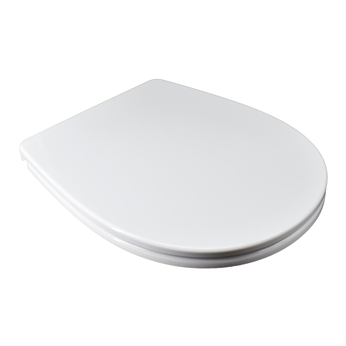 Grace /Geo oval white heat-conductive toilet seat cover, top-mounted, stainless steel