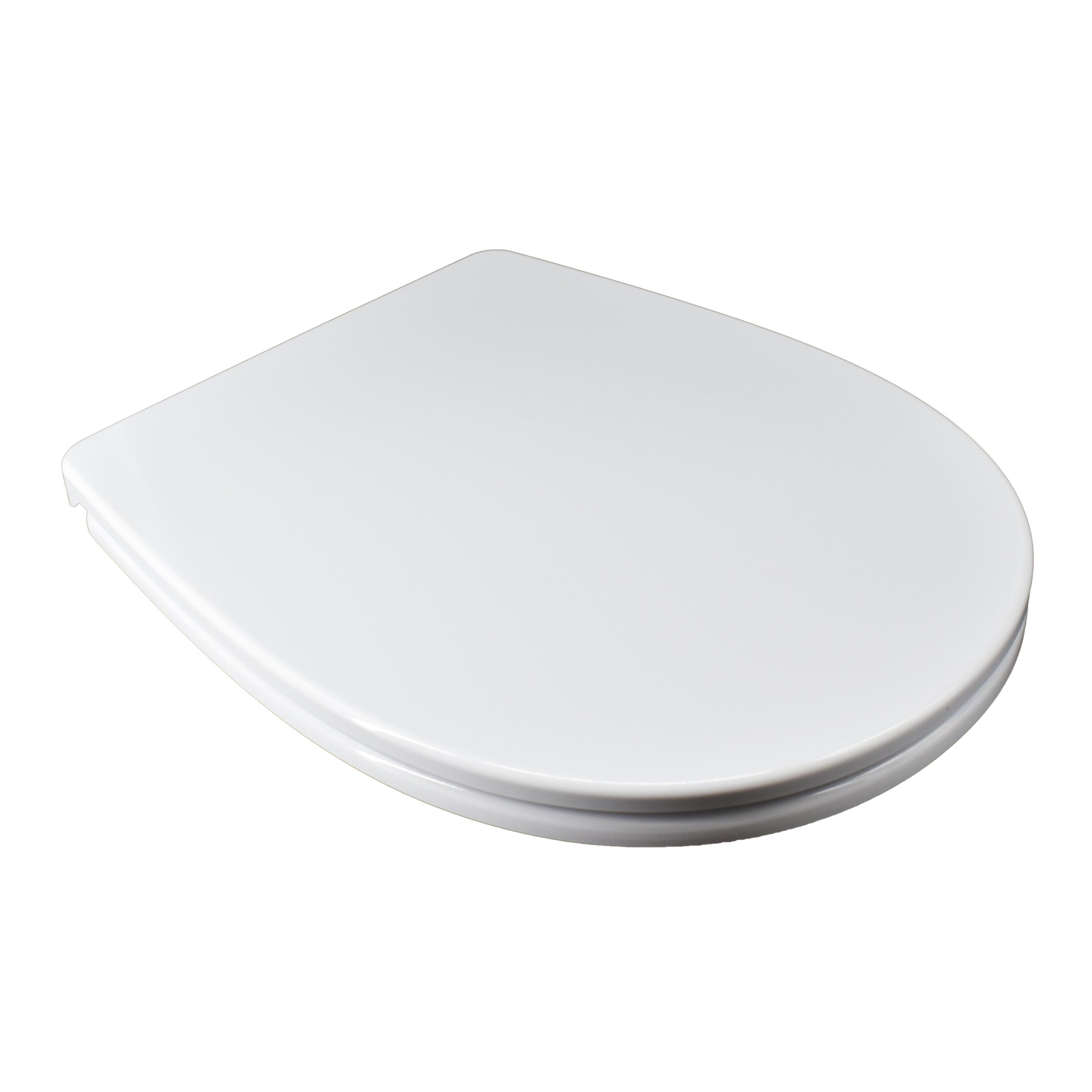 Grace /Geo oval white heat-conductive toilet seat cover, top-mounted, stainless steel