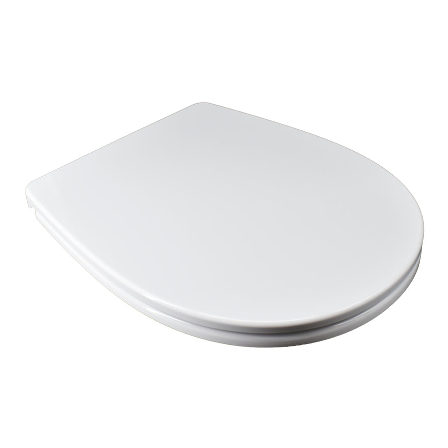 Grace /Geo oval white heat-conductive toilet seat cover, top-mounted, stainless steel