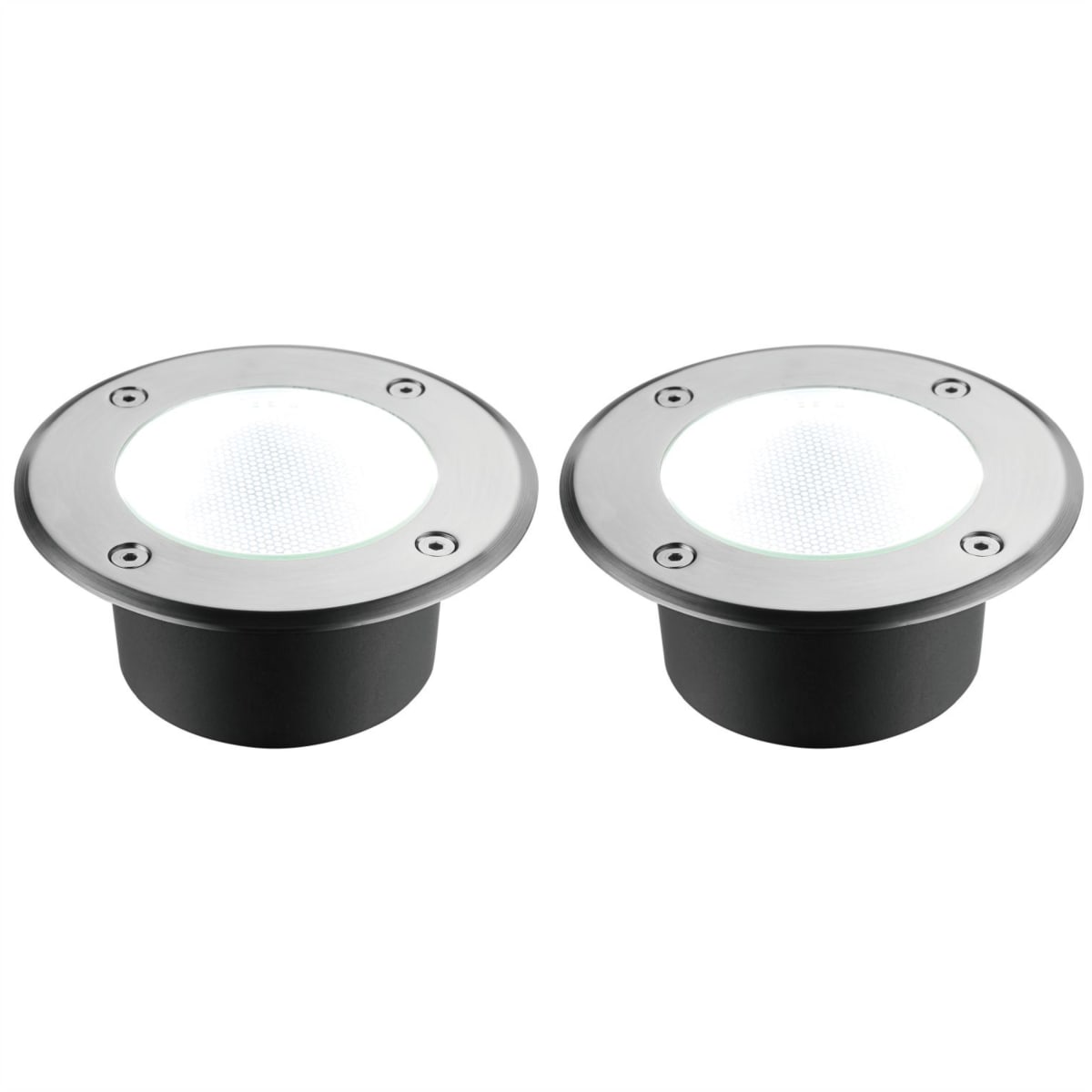 2 SOLAR RECESSED SPOTLIGHTS DEMBA ALUMINUM GRAY D13 H5.6 CM LED COLD LIGHT IP67