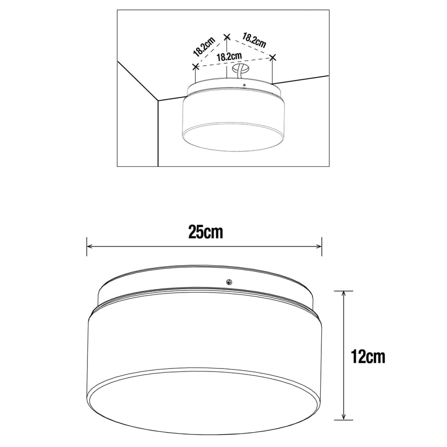 Bricocenter PLAFONIERA BAGNO PLASTICA BIANCO 25 CM 2xE27=12W IP44