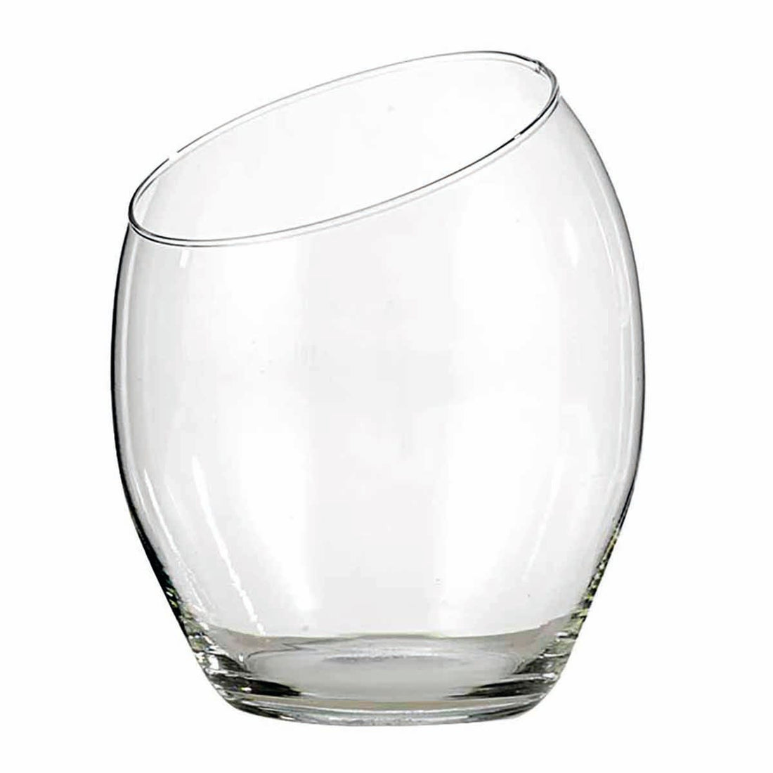 GLASS EGG VASE WITH OBLIQUE CUT D. 19 H. 25
