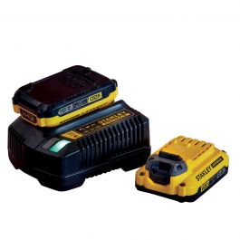 KIT WITH 2A CHARGER AND TWO 18V V20 - 2.0AH STANLEY FATMAX BATTERIES