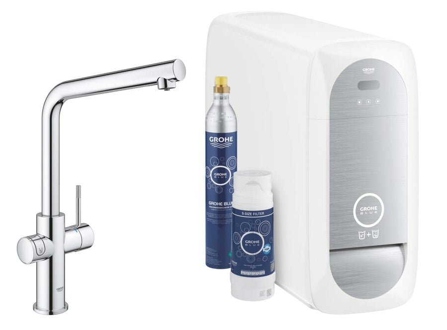 Bricocenter GROHE BLUE HOME STARTER KIT PURE MINTA - SPOUT L - FILTRATION SYSTEM TO SUPPLY WATER