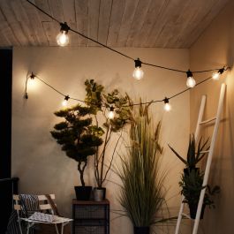 MINTA GARLAND LIGHT 5MT PLASTIC BLACK 10XE27 IP44