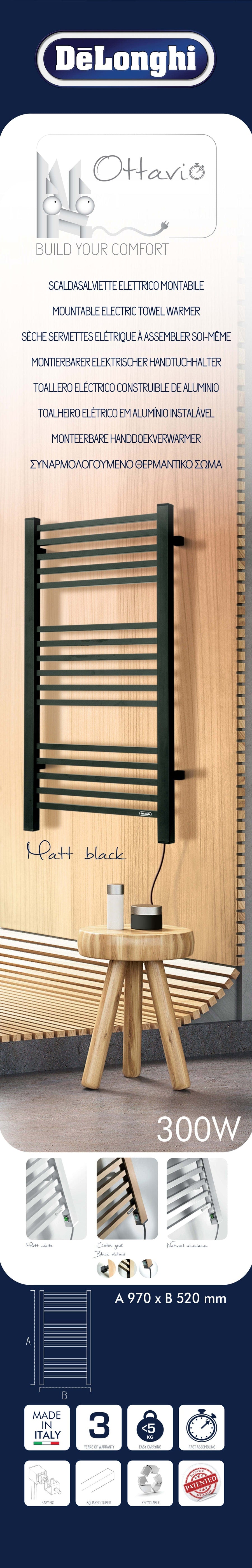 Bricocenter OTTAVIO RADIATOR BLACK H955 L520 DE LONGHI