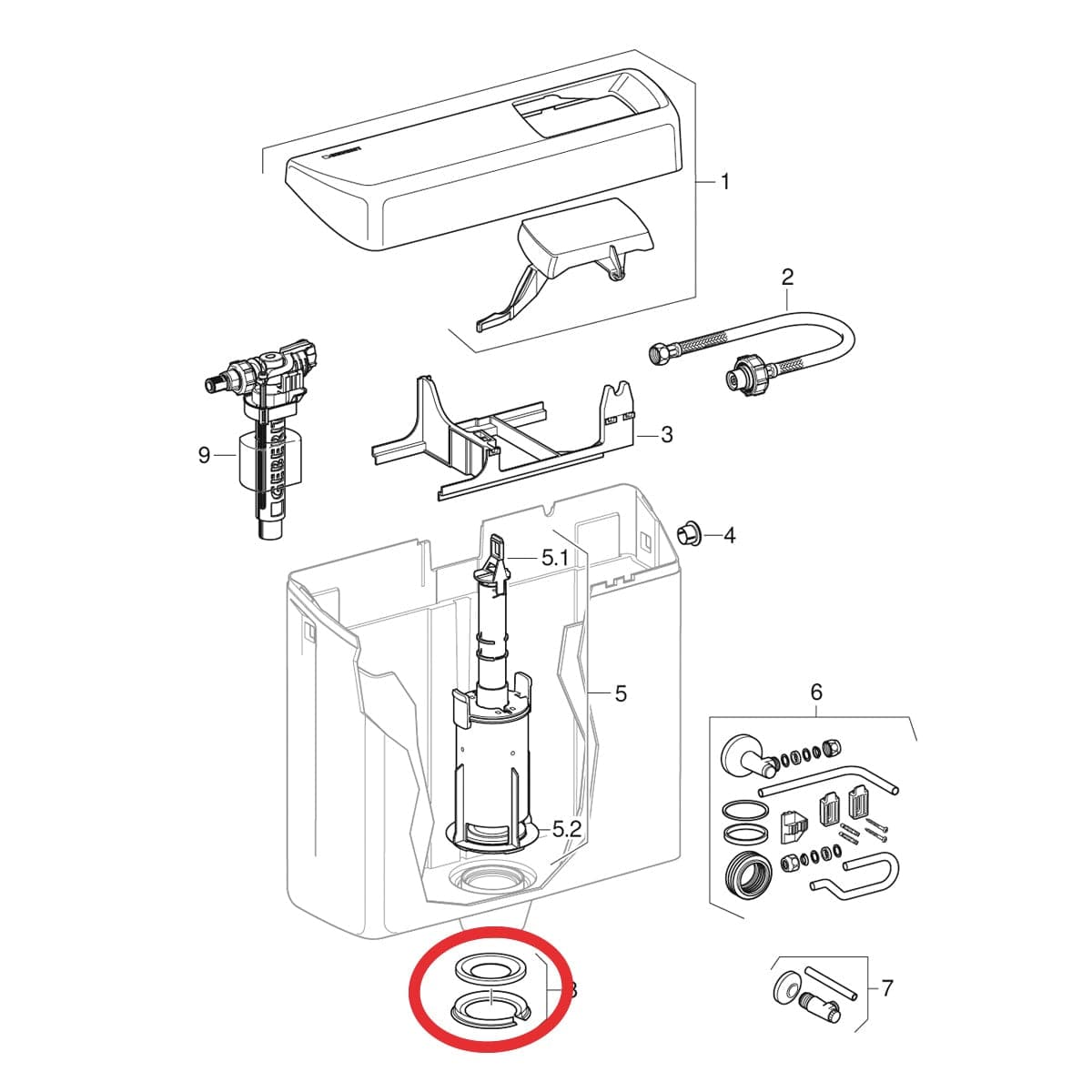 Bricocenter GASKET + GLAND RING FOR GEBERIT TOILET CASSETTE