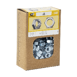 STEEL HEXAGON NUT 8 MM, 140 PIECES