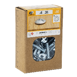 BOLT 6 X 30 MM CROSS CAMBERED HEAD, NUT AND WASHER STEEL 50 PIECES