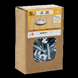 BOLT 6 X 30 MM CROSS CAMBERED HEAD, NUT AND WASHER STEEL 50 PIECES