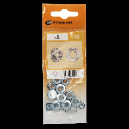 HEXAGON NUT WITH STEEL COLLAR 5 MM, 10 PIECES