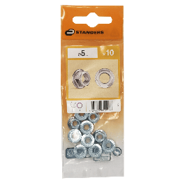 HEXAGON NUT WITH STEEL COLLAR 5 MM, 10 PIECES