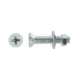 BOLT 3 X 12 MM COUNTERSUNK HEAD PH, NUT AND WASHER, 30 PIECES