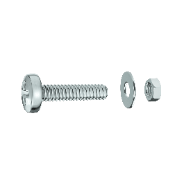 BOLT 2.5 X 8 MM CYLINDRICAL HEAD PH, NUT AND WASHER 30 PIECES