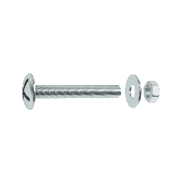 6 X 40MM CROSS DOMED HEAD BOLT, STEEL NUT AND WASHER, 50 PIECES