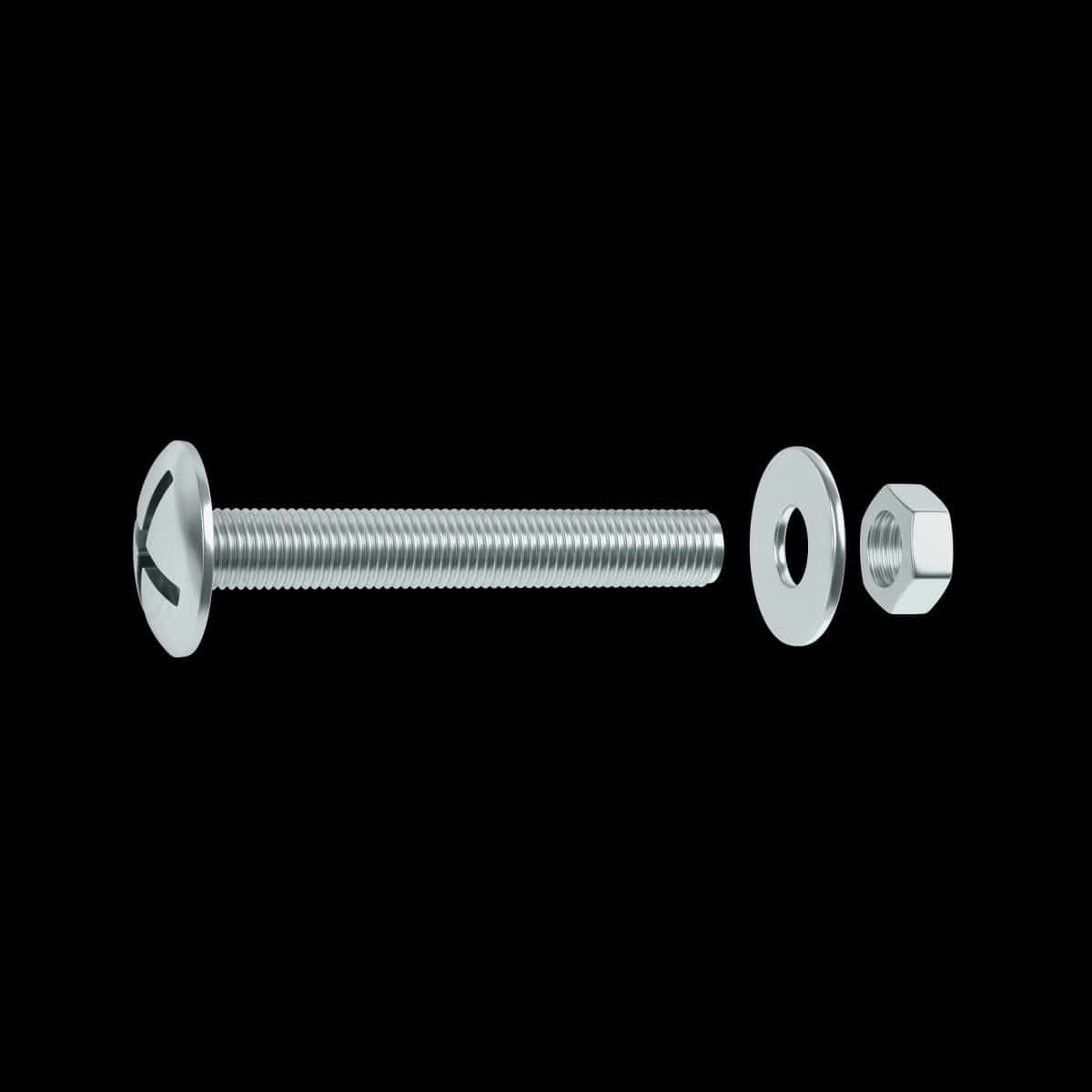 Bricocenter BOLT 6 X 30 MM CROSS CAMBERED HEAD, NUT AND WASHER STEEL 50 PIECES