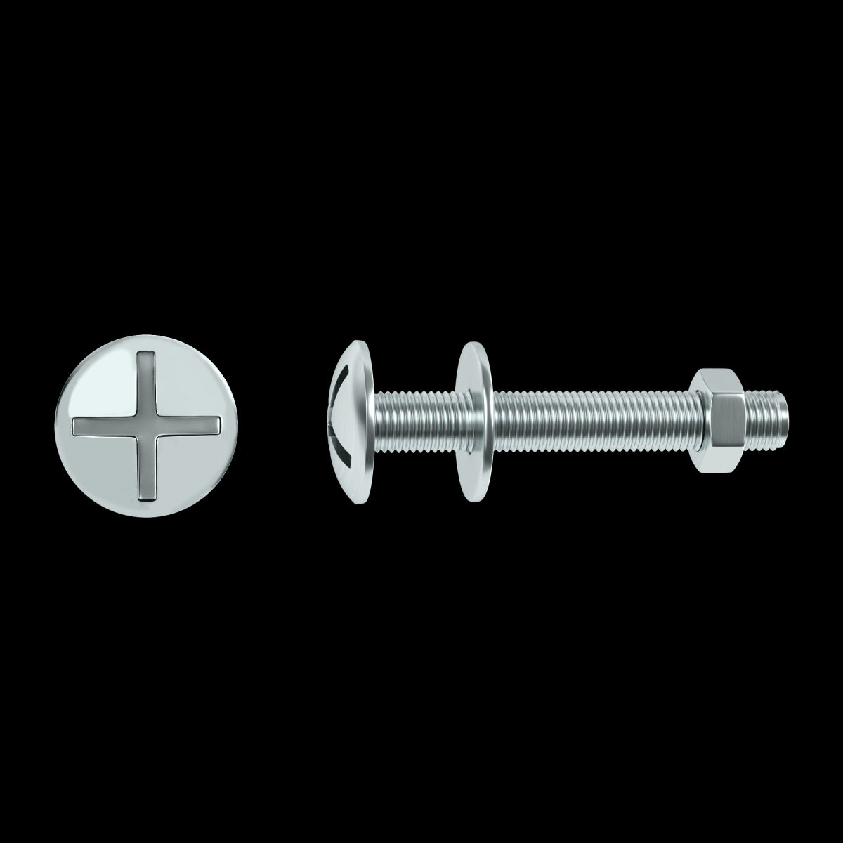 BOLT 6 X 60 MM CROSS CAMBERED HEAD, STEEL NUT AND WASHER, 30 PIECES