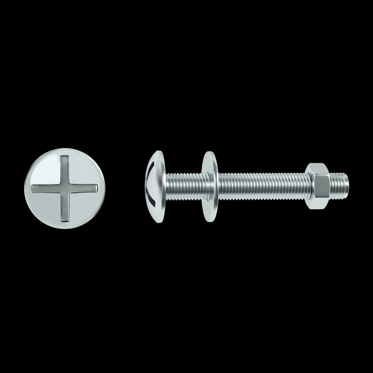 Bricocenter BOLT 6 X 30 MM CROSS CAMBERED HEAD, NUT AND WASHER STEEL 50 PIECES