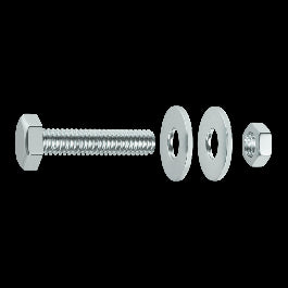 4 X 16 MM HEXAGON HEAD BOLT, NUT, 2 STEEL WASHERS, 25 PIECES