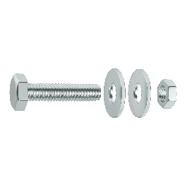 4 X 16 MM HEXAGON HEAD BOLT, NUT, 2 STEEL WASHERS, 25 PIECES
