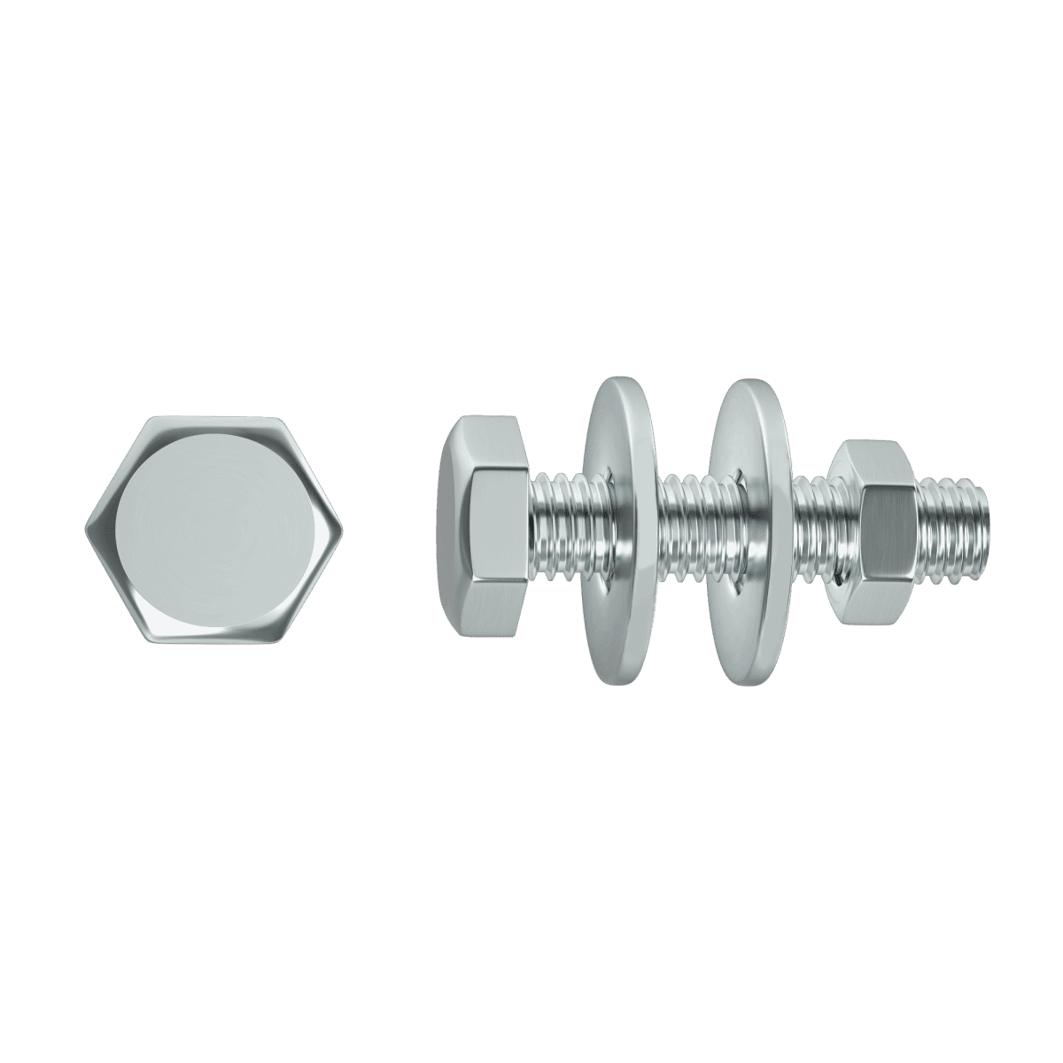 4 X 16 MM HEXAGON HEAD BOLT, NUT, 2 STEEL WASHERS, 25 PIECES