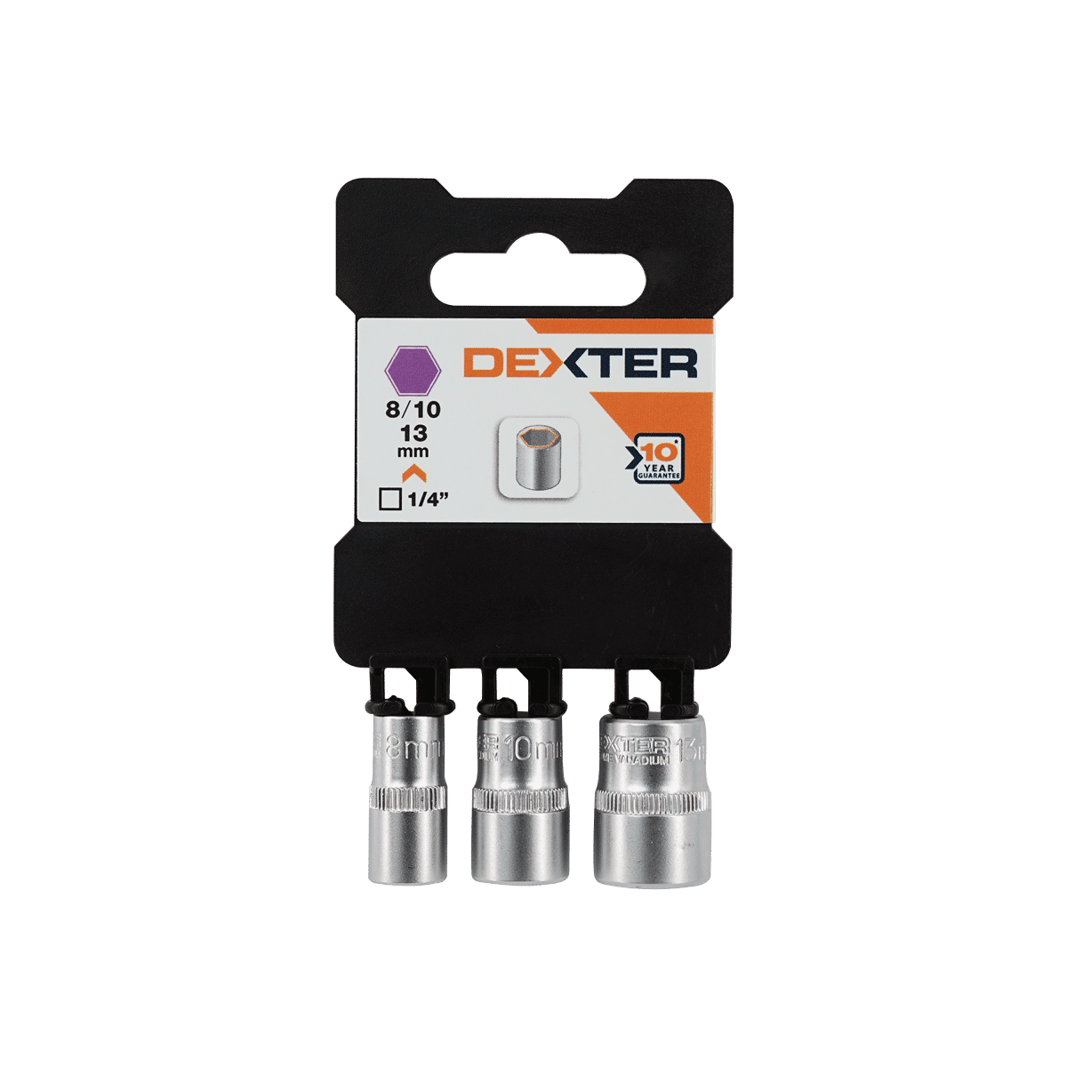 3-PIECE SET OF DEXTER CHROME VANADIUM SOCKETS