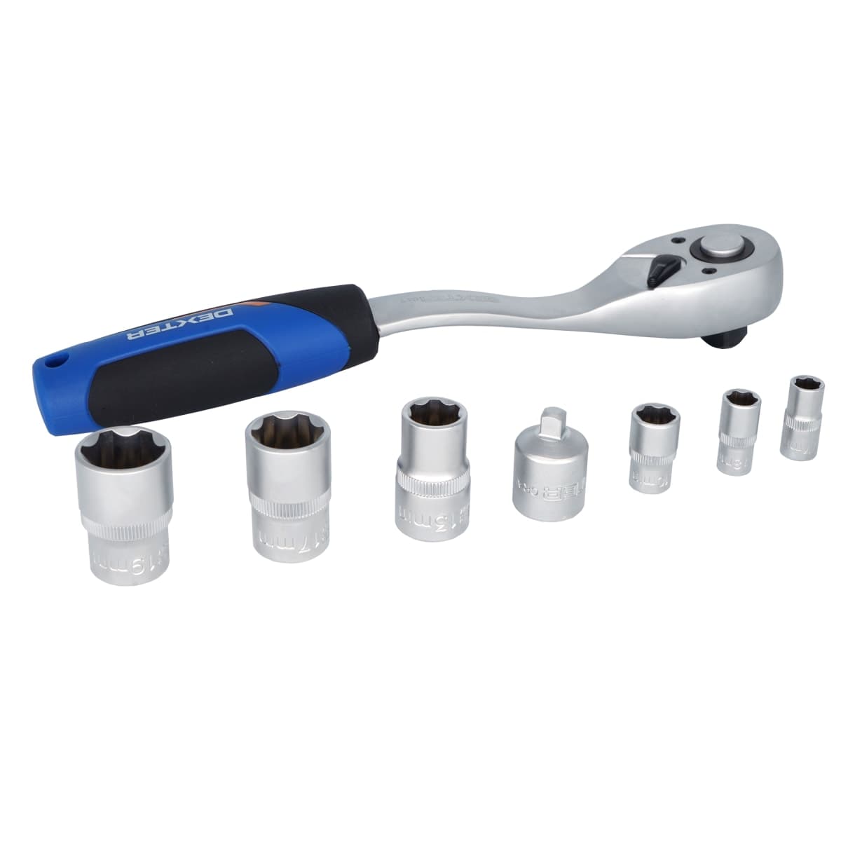 Bricocenter DEXTER RATCHET + SOCKETS SET IN CHROME VANADIUM