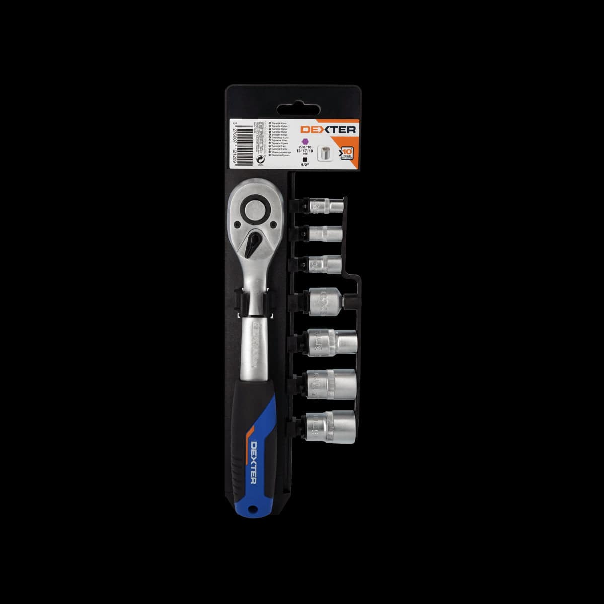 Bricocenter DEXTER RATCHET + SOCKETS SET IN CHROME VANADIUM