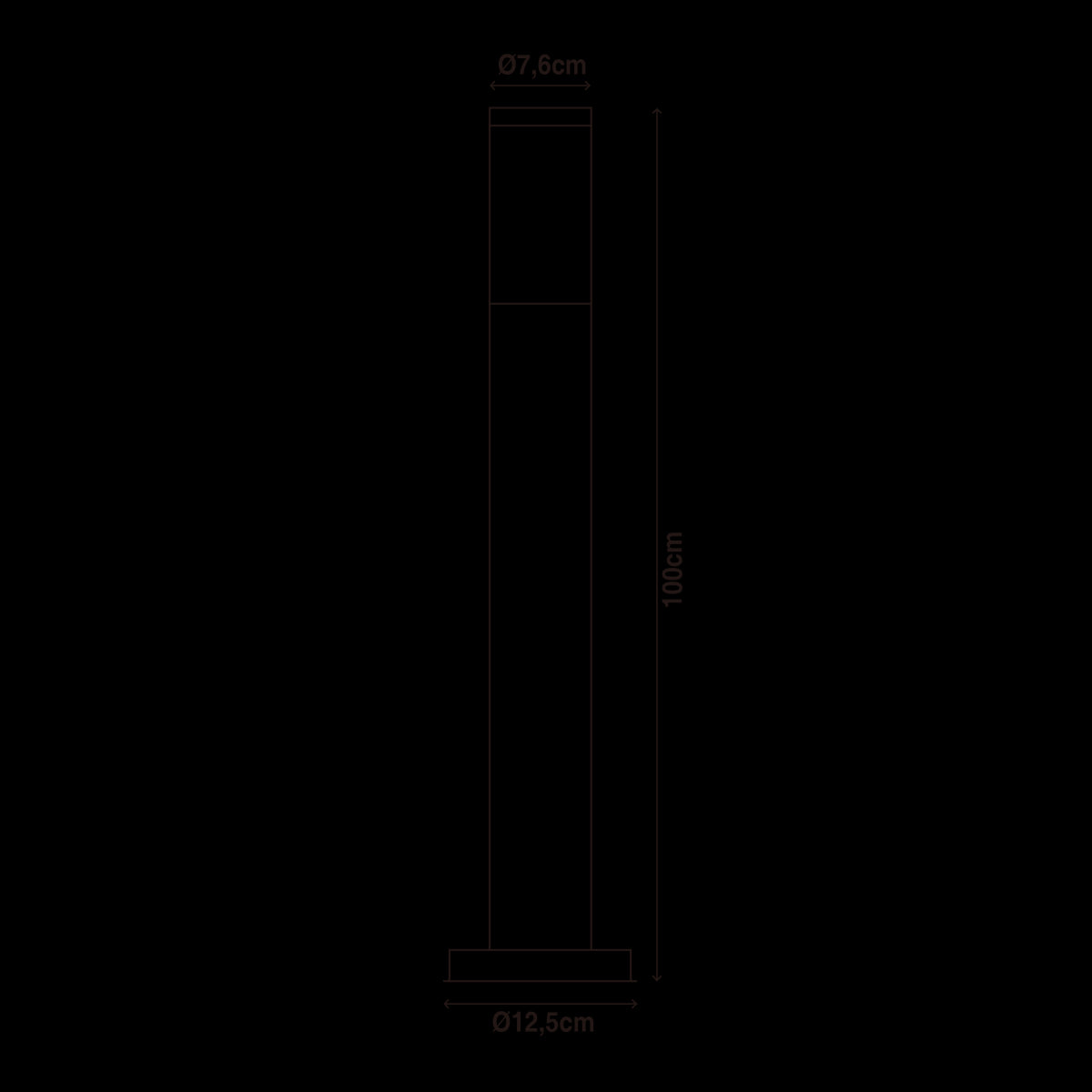 BLACK PLASTIC TRAVIS STREETLIGHT 100CM E27=40W IP44