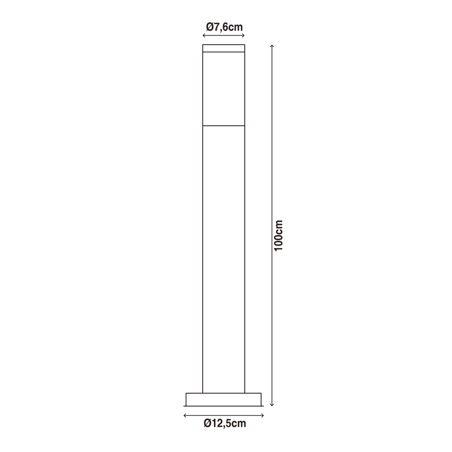 BLACK PLASTIC TRAVIS STREETLIGHT 100CM E27=40W IP44
