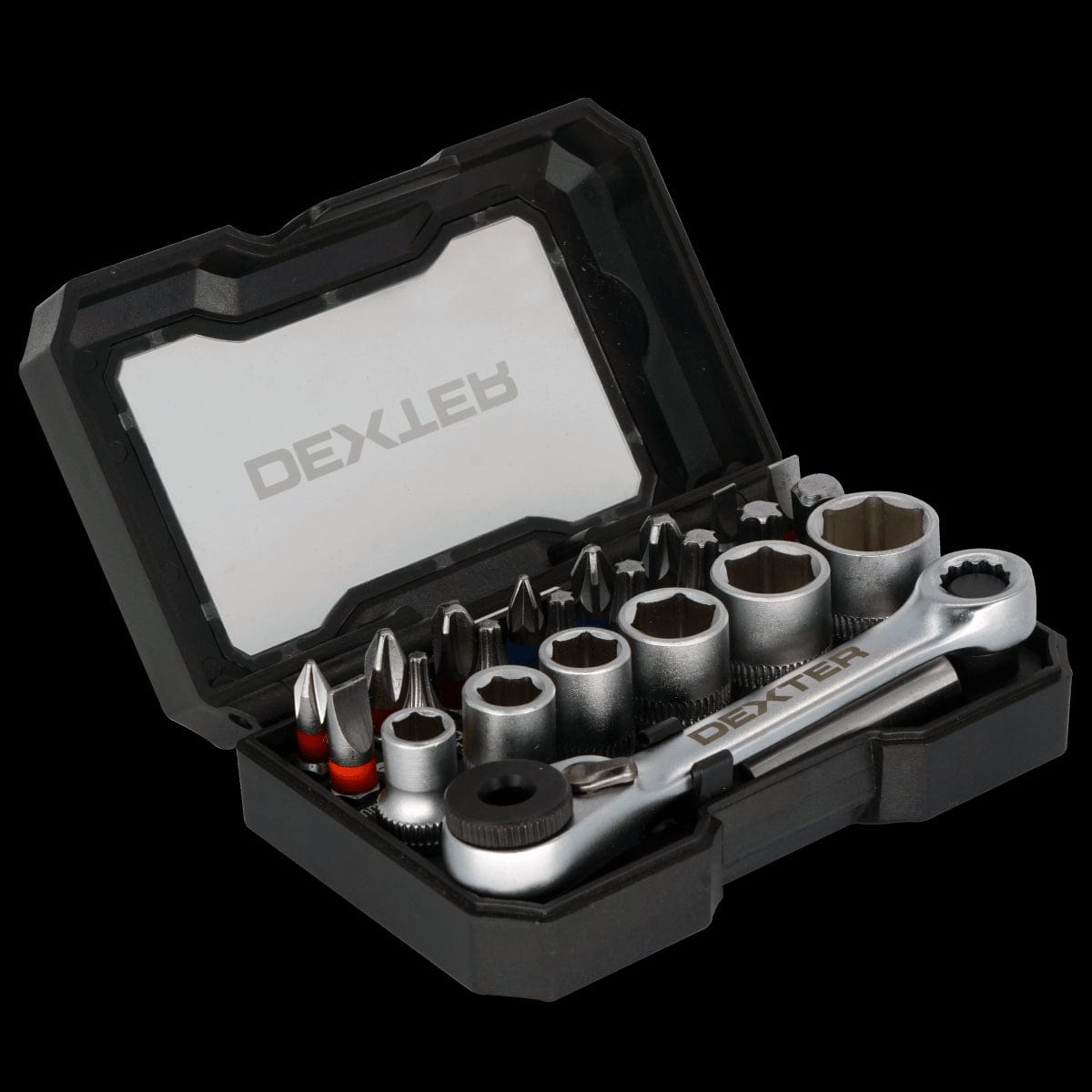 24-PIECE MINI RATCHET + SOCKETS SET IN CHROME VANADIUM