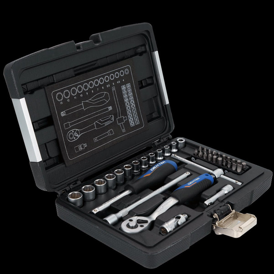 Bricocenter 39-PIECE SET SOCKETS+BITS DEXTER CHROME VANADIUM