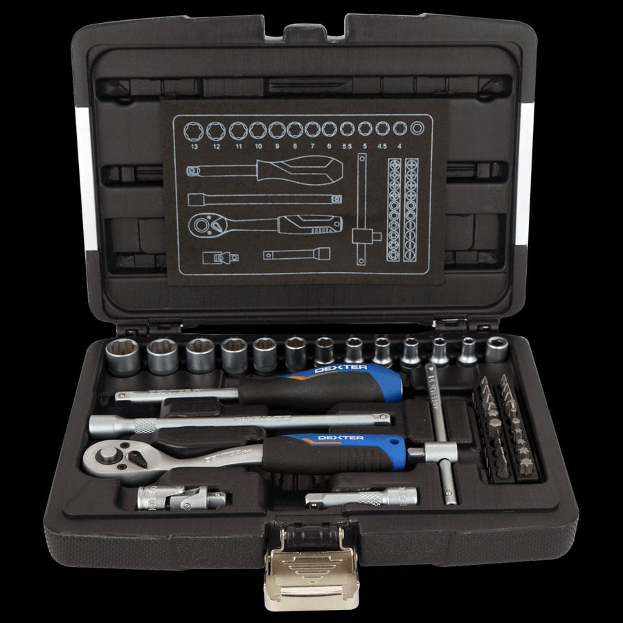 Bricocenter 39-PIECE SET SOCKETS+BITS DEXTER CHROME VANADIUM